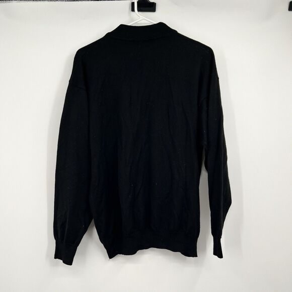 Mens VTG FIJI Black Wool Blend Sweater L 90s Made in Italy Casual Classic Classy - Picture 3 of 8